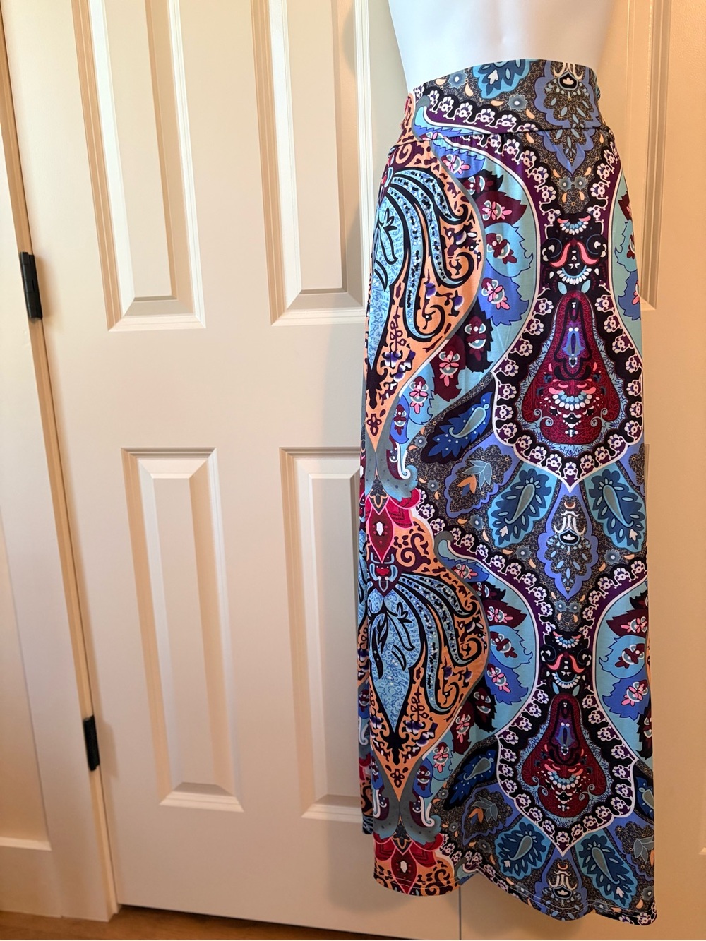 Multicolor Paisley Maxi Skirt - Blue & Pink, size M